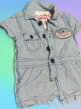OshKosh B'gosh Blue & White Striped Baby Shortall